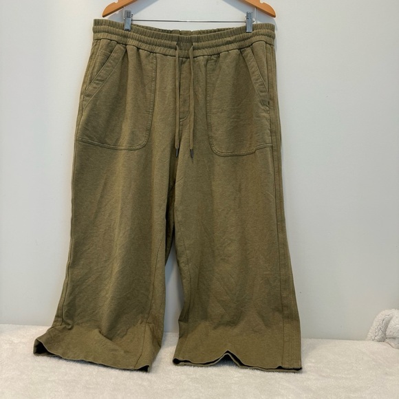 athleta farallon heathered wide leg crop GREEN SIZE 18 - Picture 2 of 13